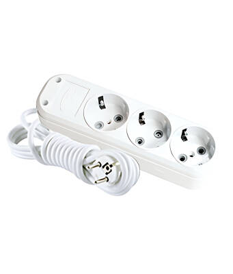 Eraplast Üçlü Grup Priz, Topraklı, Uzatma Kablosu, 3 m, Beyaz - Eraplast