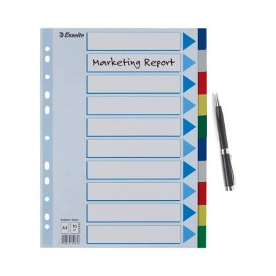 Esselte A4 Separatör, 10 Renkli, 115 Mikron PP, Düzenli Arşivleme İçin - 7