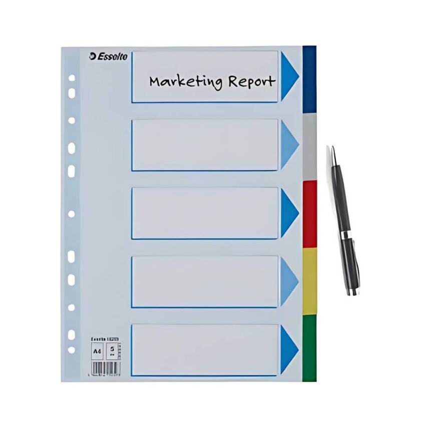 Esselte A4 Separatör, 5 Renkli, 115 Mikron PP, Düzenli Arşivleme İçin - 4