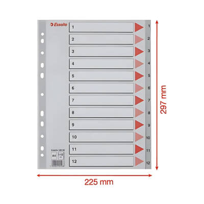 Esselte A4 Separatör,1-12 Rakamlı,115 Mikron PP,Düzenli Arşivleme İçin - 4