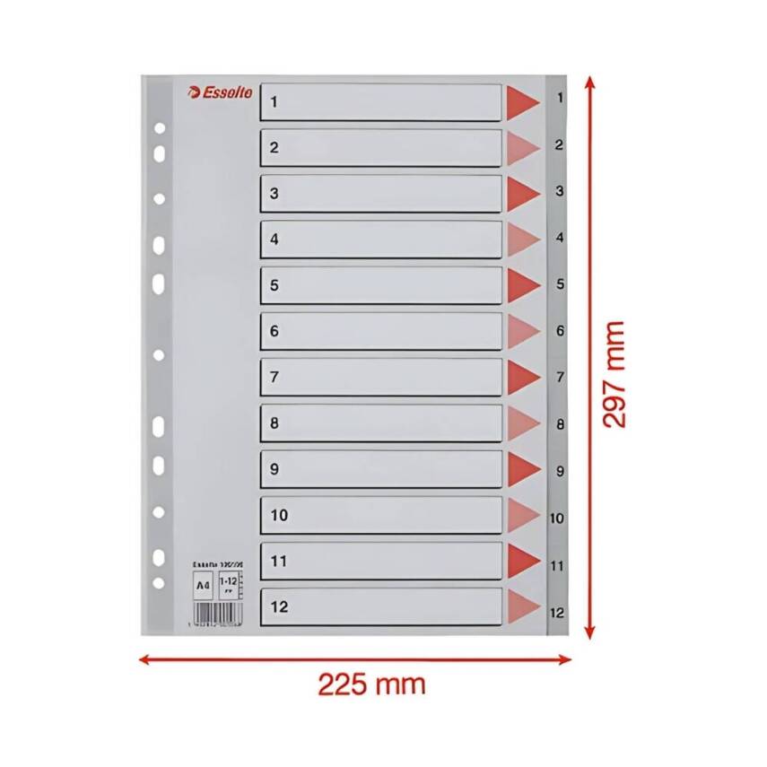 Esselte A4 Separatör, 1-12 Rakamlı, 115 Mikron PP, Düzenli Arşivleme - 4