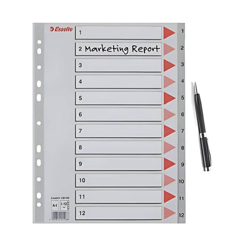 Esselte A4 Separatör, 1-12 Rakamlı, 115 Mikron PP, Düzenli Arşivleme - 5