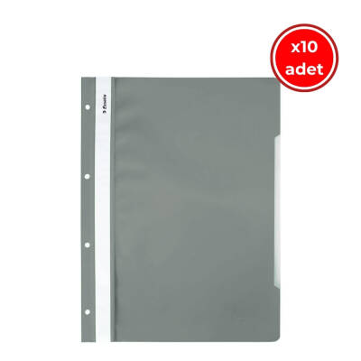 Esselte Telli Dosya, 10 Adet, 50'li Paket, A4, 4 Delikli, Gri - 1