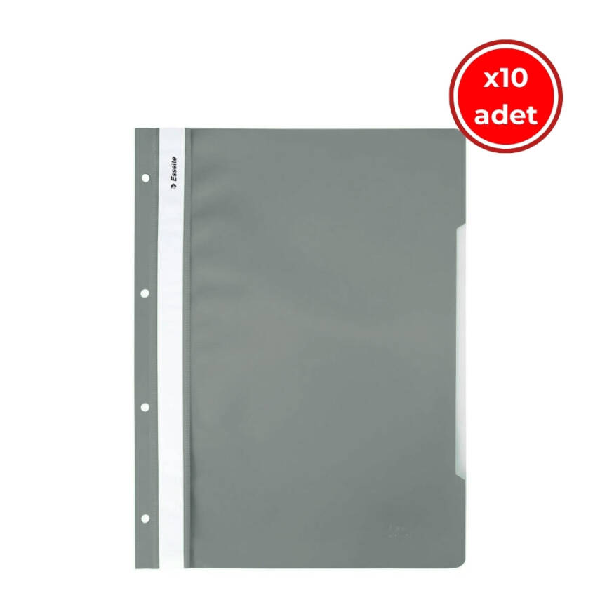 Esselte Telli Dosya, 10 Adet, 50'li Paket, A4, 4 Delikli, Gri - 1
