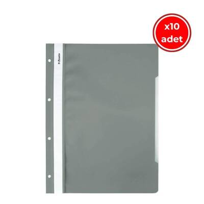 Esselte Telli Dosya, 10 Adet, 50'li Paket, A4, 4 Delikli, Gri - Esselte
