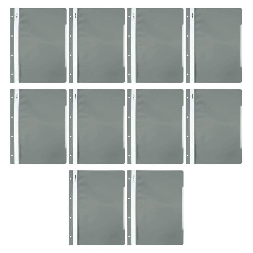 Esselte Telli Dosya, 10 Adet, 50'li Paket, A4, 4 Delikli, Gri - 2