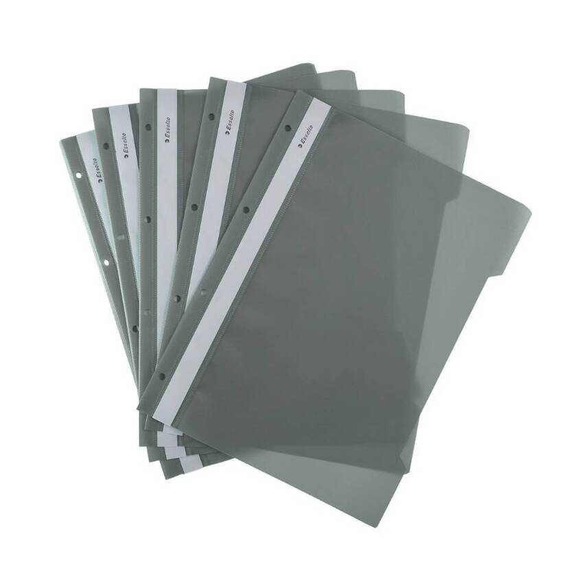 Esselte Telli Dosya, 10 Adet, 50'li Paket, A4, 4 Delikli, Gri - 5