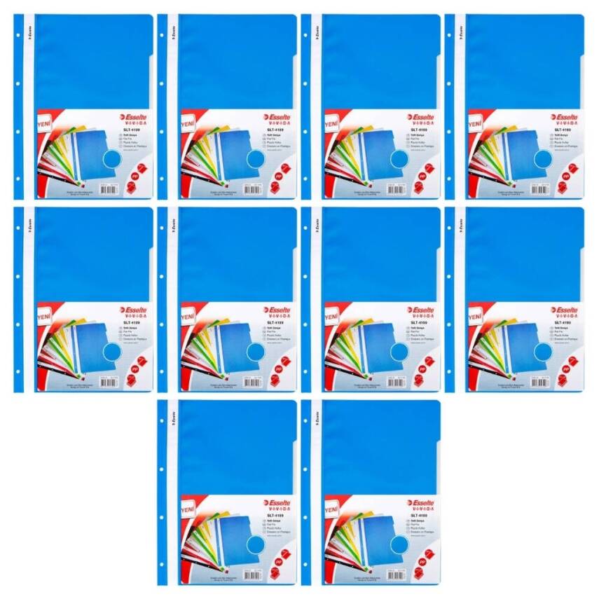 Esselte Telli Dosya, 10 Adet, 50'li Paket, A4, 4 Delikli, Mavi - 2