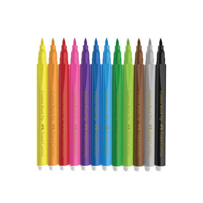 Faber Castell Comfort Keçeli Kalem, Fırça Uçlu, 12 Renk, Canlı Renkler - 2