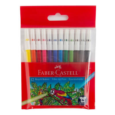Faber Castell Keçeli Kalem, 12 Renk, Su Bazlı, Canlı Renkler - Faber Castell