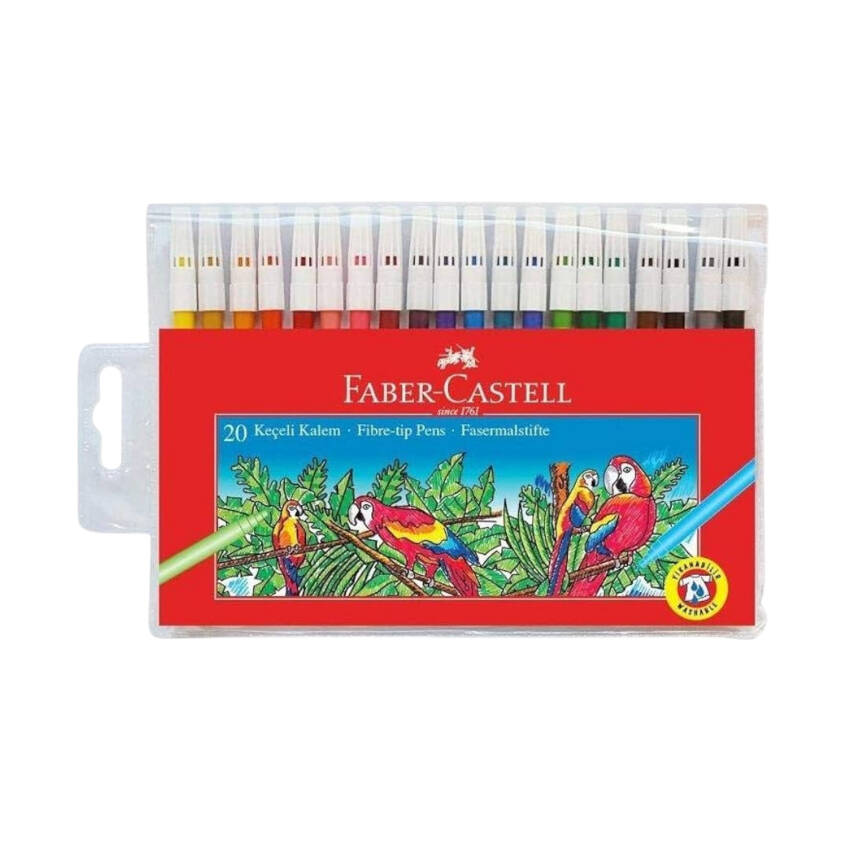 Faber Castell Keçeli Kalem, 20 Renk, Su Bazlı, Canlı Renkler - 1