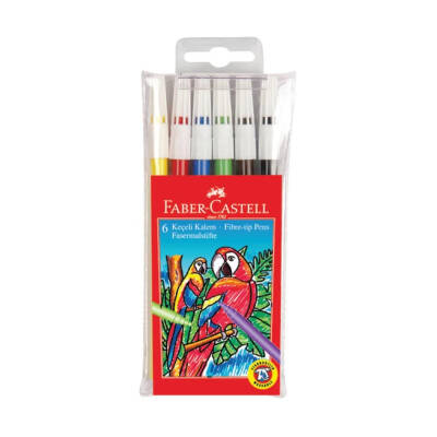 Faber Castell Keçeli Kalem, 6 Renk, Su Bazlı, Canlı Renkler - Faber Castell