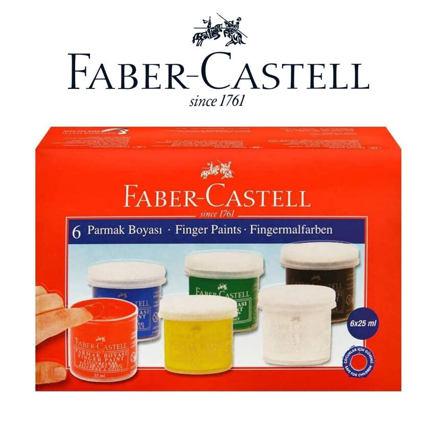 Faber Castell Parmak Boyası, 25ml x 6 Renk, Yüksek Kaliteli - 2