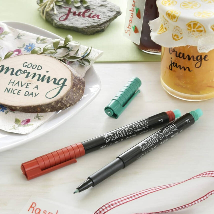 Faber Castell Permanent Kalem, M Boy, Solmayan Mürekkep, Kırmızı - 5