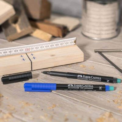 Faber Castell Permanent Kalem, M Boy, Solmayan Mürekkep, Mavi - 5