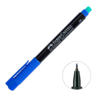 Faber Castell Permanent Kalem, S Boy, Solmayan Mürekkep, Mavi - 2