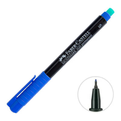 Faber Castell Permanent Kalem, S Boy, Solmayan Mürekkep, Mavi - 2