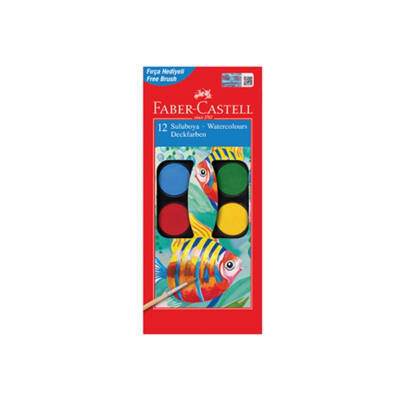 Faber Castell Red Line Sulu Boya, 12 Renk, Büyük Boy, Canlı Renkler - Faber Castell