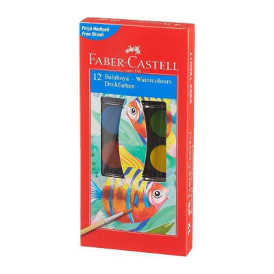 Faber Castell Red Line Sulu Boya, 12 Renk, Küçük Boy, Canlı Renkler - Faber Castell