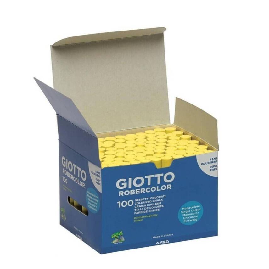 Giotto Robercolor Tozsuz Tebeşir, 100'lü, Kalsiyum Karbonatlı, Sarı - 2