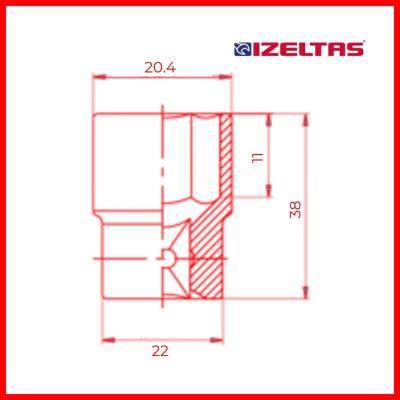 İzeltaş Altı Köşe Lokma Anahtar, 1/2 İnç 14 mm, Yüksek Tork Dayanımı - 4