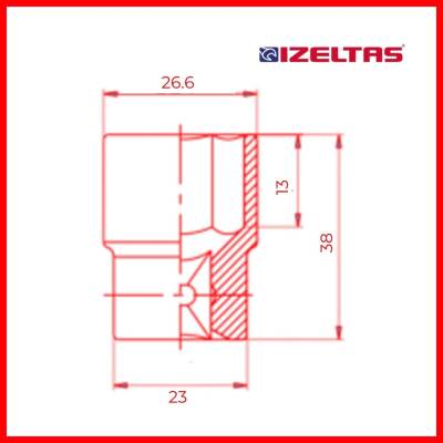 İzeltaş Altı Köşe Lokma Anahtar, 1/2 İnç 19 mm, Yüksek Tork Dayanımı - 4