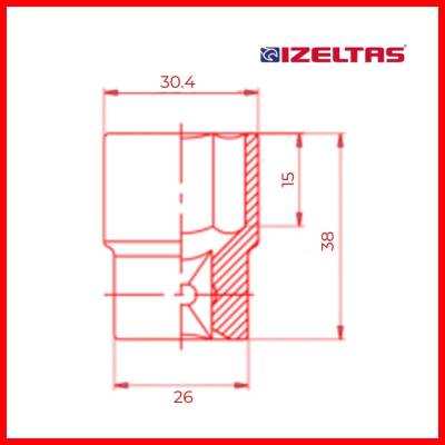 İzeltaş Altı Köşe Lokma Anahtar, 1/2 İnç 22 mm, Yüksek Tork Dayanımı - 4