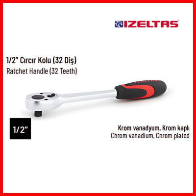 İzeltaş Cırcır Kolu,1/2 İnç 250mm, 32 Diş, Dayanıklı ve Hassas Kontrol - 3