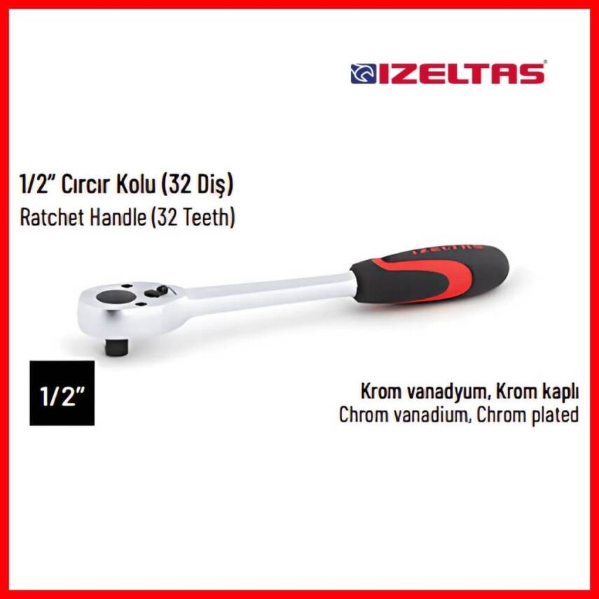 İzeltaş Cırcır Kolu, 1/2 İnç, 250mm, 32 Diş, Dayanıklı, Hassas Kontrol - 3