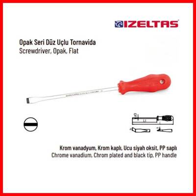 İzeltaş Düz Uçlu Tornavida, 3x80 mm, Opak Seri, Güvenli ve Dayanıklı - 4