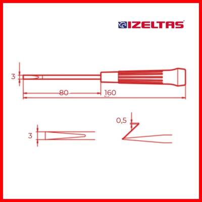 İzeltaş Elektronikçi Tip Klemens Tornavida, Düz 3x80mm, Hassas İşçilik - 3