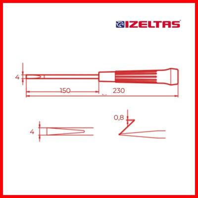 İzeltaş Elektronikçi Tip Klemens Tornavida, Düz 4x150 mm, Dayanıklı - 3