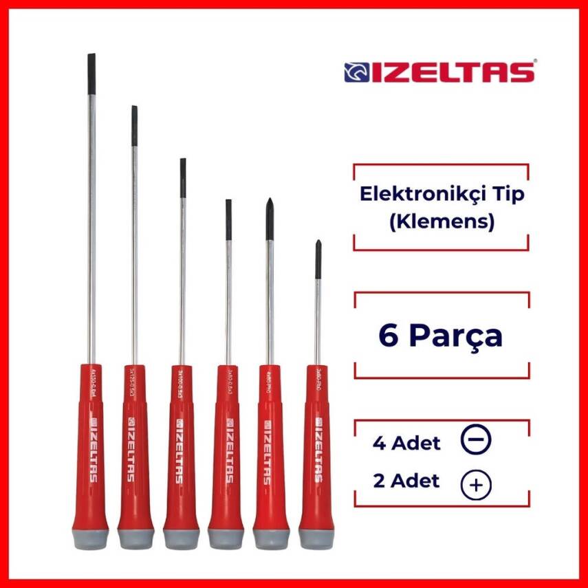 İzeltaş Elektronikçi Tip Klemens Tornavida Seti, 6 Parça, Dayanıklı - 2