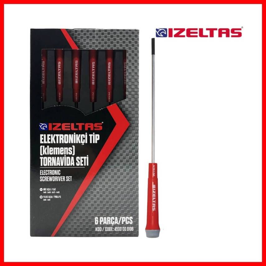 İzeltaş Elektronikçi Tip Klemens Tornavida Seti, 6 Parça, Dayanıklı - 3
