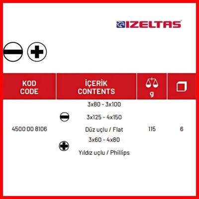 İzeltaş Elektronikçi Tip Klemens Tornavida Seti, 6 Parça, Dayanıklı - 4