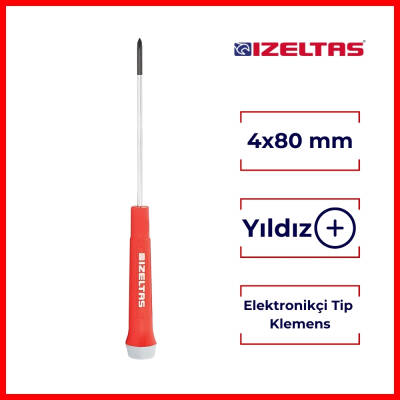 İzeltaş Elektronikçi Tip Klemens Tornavida, Yıldız 4x80 mm, Dayanıklı - 2