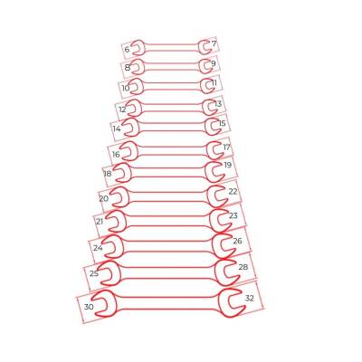 İzeltaş İki Ağız Anahtar Takımı, 12 Parça, Kısa Boy, Dayanıklı Çelik - 6