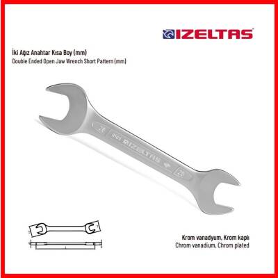 İzeltaş İki Ağız Anahtar Takımı, 8 Parça, Kısa Boy, Dayanıklı Çelik - 5
