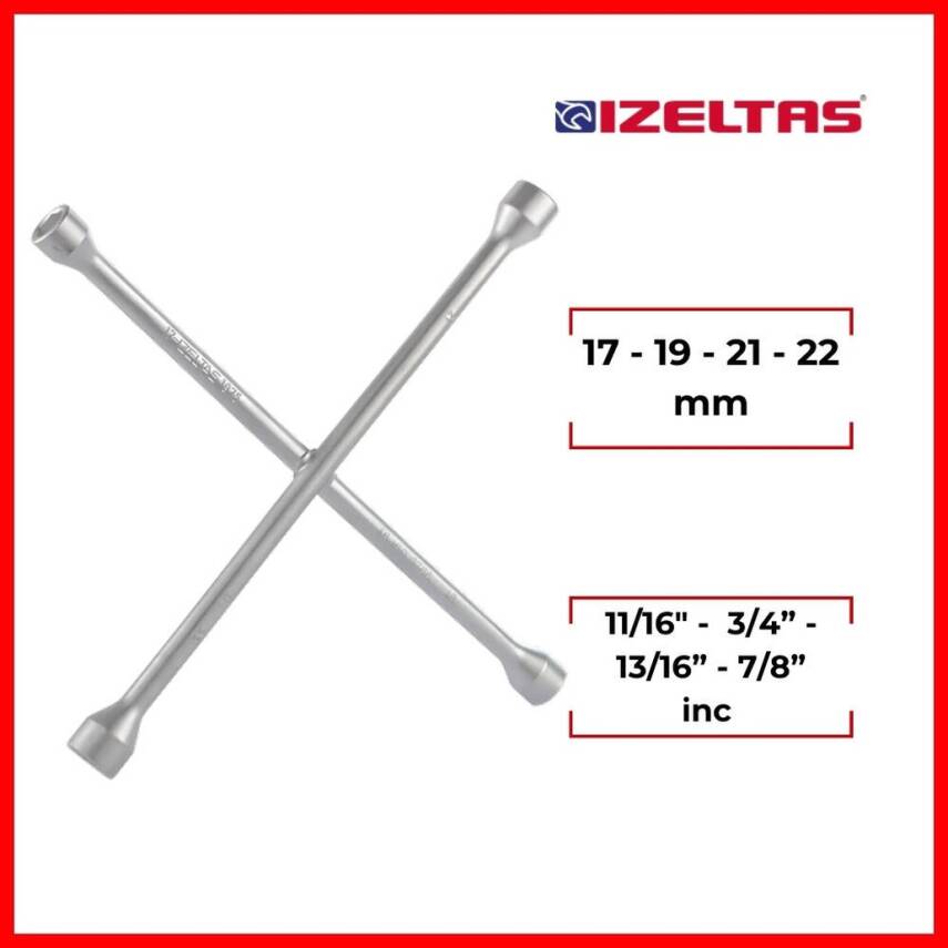 İzeltaş İstavroz Tipi Bijon Anahtarı, 17x19 - 21(13/16)x22 mm, Çelik - 2