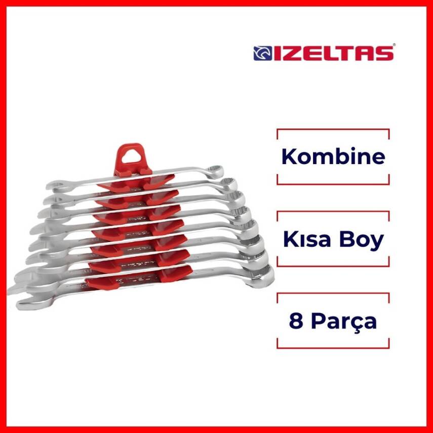 İzeltaş Kombine Anahtar Takımı, 8 Parça, Kısa Boy, Dayanıklı Çelik - 2