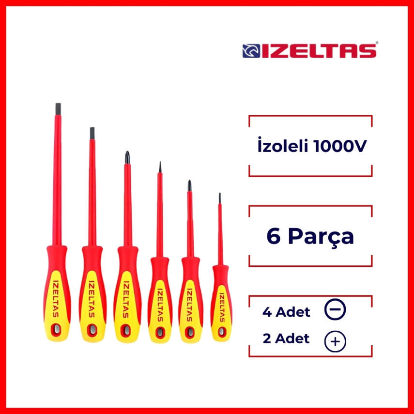 İzeltaş Tornavida Seti, 6 Parça Elektrikçi İzoleli 1000V, Dayanıklı - 2