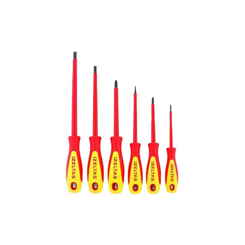 İzeltaş Tornavida Seti, 6 Parça, Elektrikçi İzoleli 1000V, Dayanıklı - 1