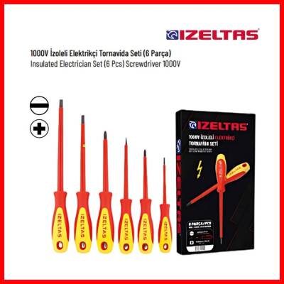 İzeltaş Tornavida Seti, 6 Parça, Elektrikçi İzoleli 1000V, Dayanıklı - 4