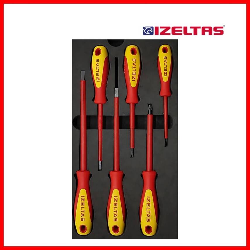 İzeltaş Tornavida Seti, 6 Parça, Elektrikçi İzoleli 1000V, Dayanıklı - 6