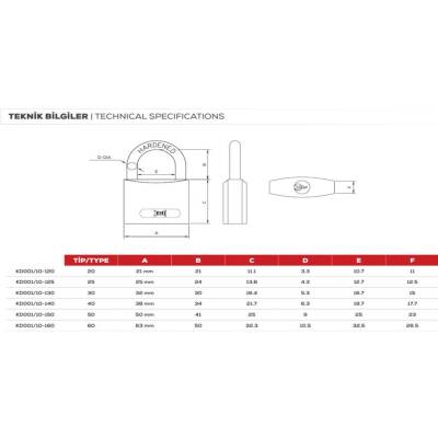 Kale 10-160 Asma Kilit, 63 mm, Döküm, Dayanıklı ve Güvenli Tasarım - 3