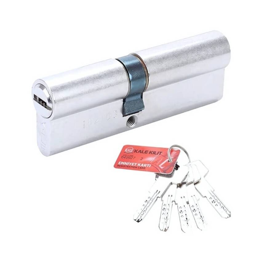 Kale Kilit 164 BNE Kilit Göbeği, Bilyalı, Emniyet Kartlı, 90mm, Nikel - 1