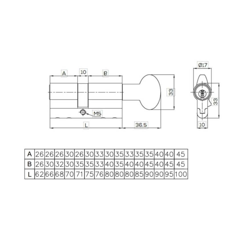 Kale Kilit 164 CECM Kilit Göbeği, Tüpten Şifreli Mandallı, 68mm, Nikel - 4