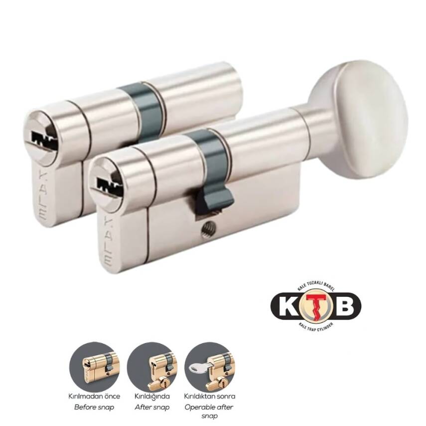 Kale Kilit 264 Ortak Anahtarlı Tuzaklı, 2'li, KTBS+KTBSM,68mm,Nikel - 1