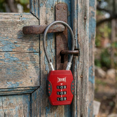 Kale Şifreli Asma Kilit, 3 Basamaklı Şifre, Güvenlikli Yapı, Kırmızı - 2