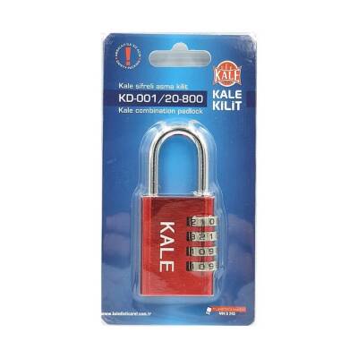 Kale Şifreli Asma Kilit, 4 Basamaklı Şifre, Dayanıklı Yapı, Kırmızı - 3